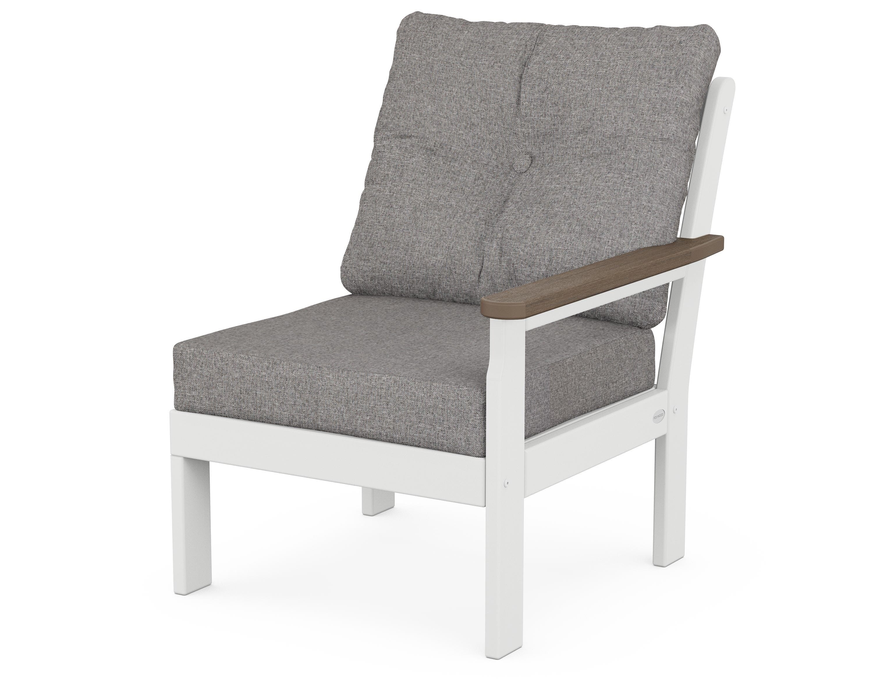 POLYWOOD® Vineyard Modular Right Arm Chair in White / Kona / Grey Mist