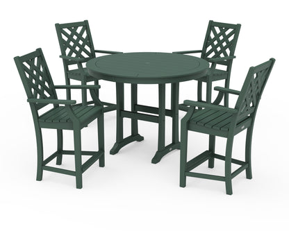 Country Living Wovendale 5-Piece Round Counter Set in Green