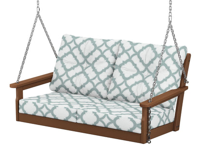 POLYWOOD® Vineyard Deep Seating Swing in Teak / Trellis Glacier Spa