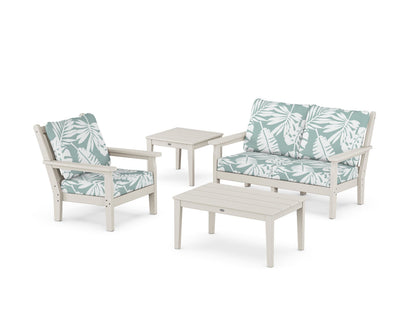 POLYWOOD® Chippendale 4-Piece Deep Seating Set in Sand / Leaf Glacier Spa