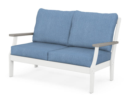 POLYWOOD® Braxton Deep Seating Loveseat in White / Driftwood / Sky Blue