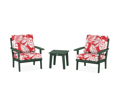 POLYWOOD® Oxford 3-Piece Deep Seating Set in Green / Leaf Crimson