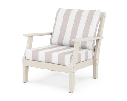 Martha Stewart by POLYWOOD® Chinoiserie Deep Seating Chair in Sand / Cabana Stripe Dune Burlap