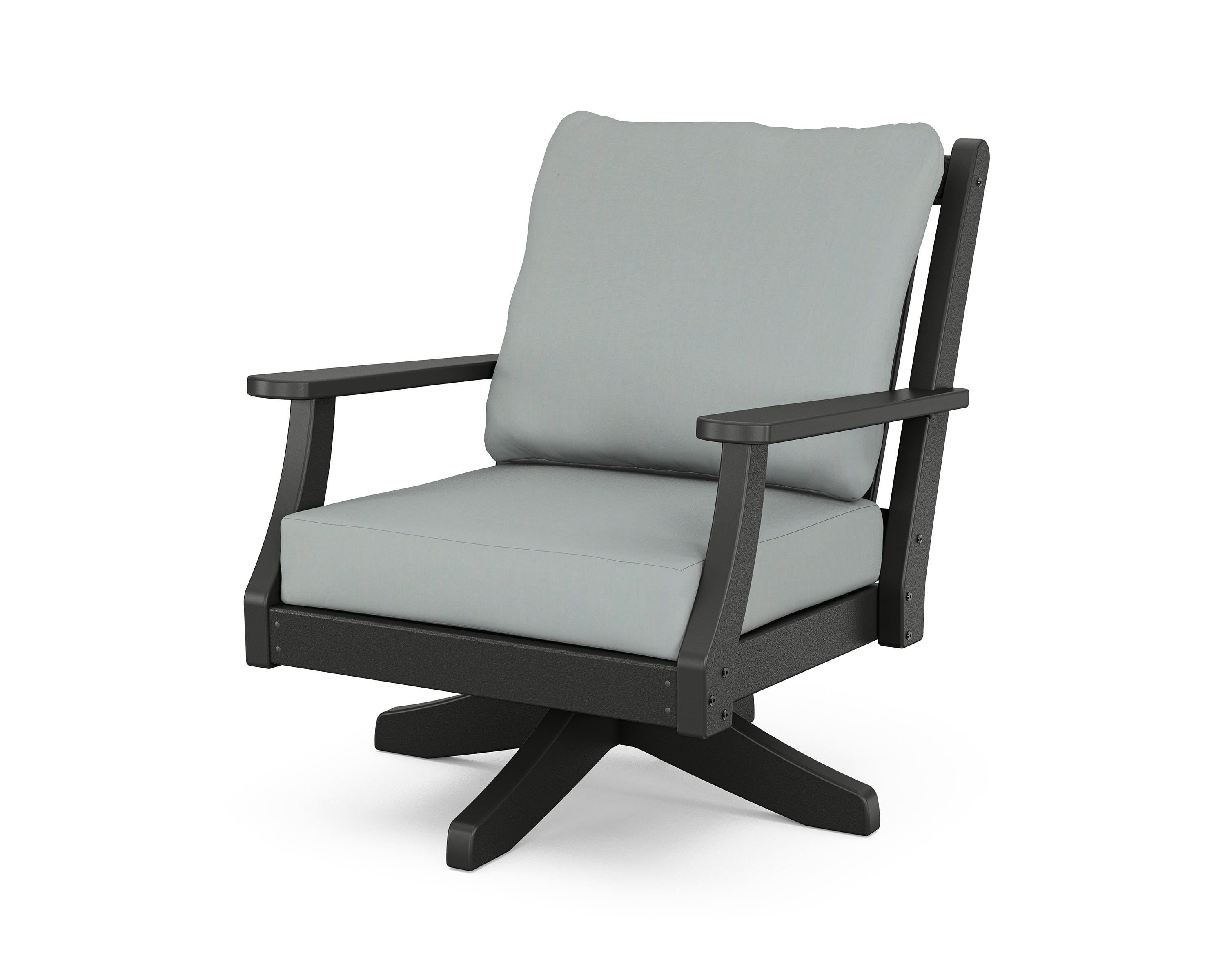 Country Living Wovendale Deep Seating Swivel Chair in Black / Spa