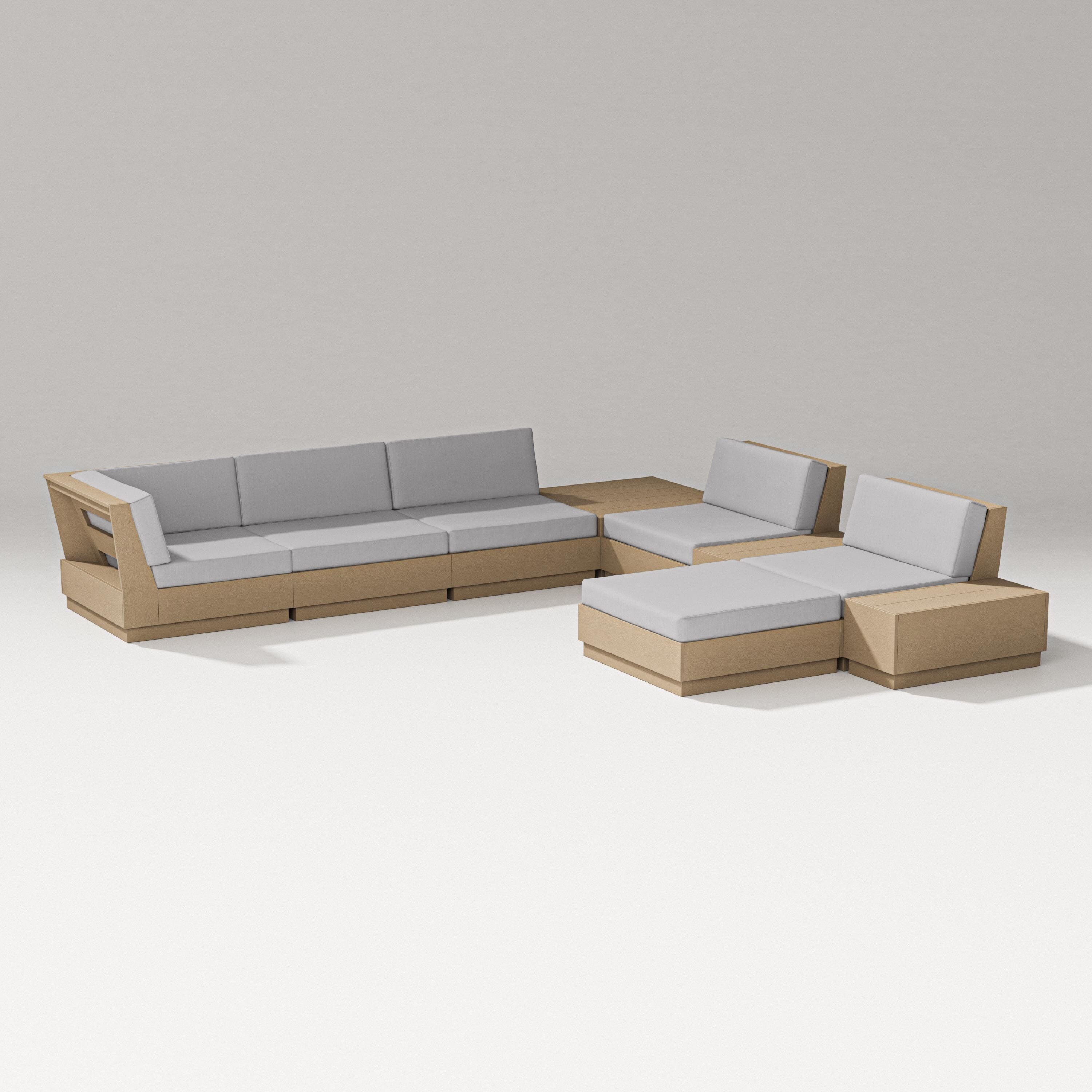 PW Designer Series Elevate 9-Piece Conversation Sectional in Vintage Sahara / Granite