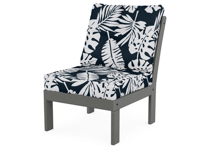 POLYWOOD® Vineyard Modular Armless Chair in Slate Grey / Leaf Marine Indigo
