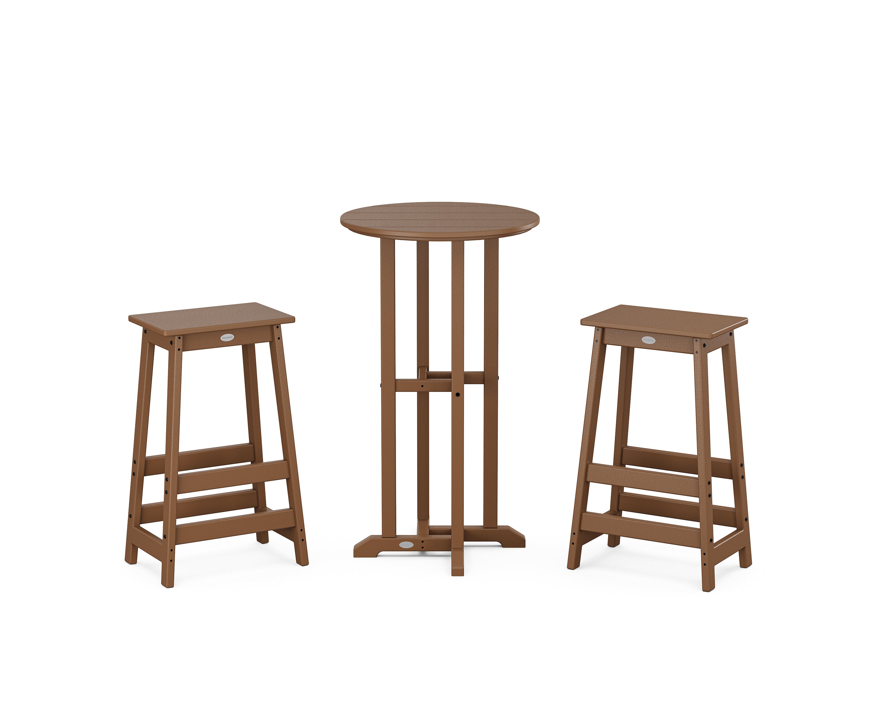 POLYWOOD® Modern Studio Bar Stool 3-Piece Bistro Set in Teak