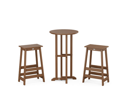 POLYWOOD® Modern Studio Bar Stool 3-Piece Bistro Set in Teak