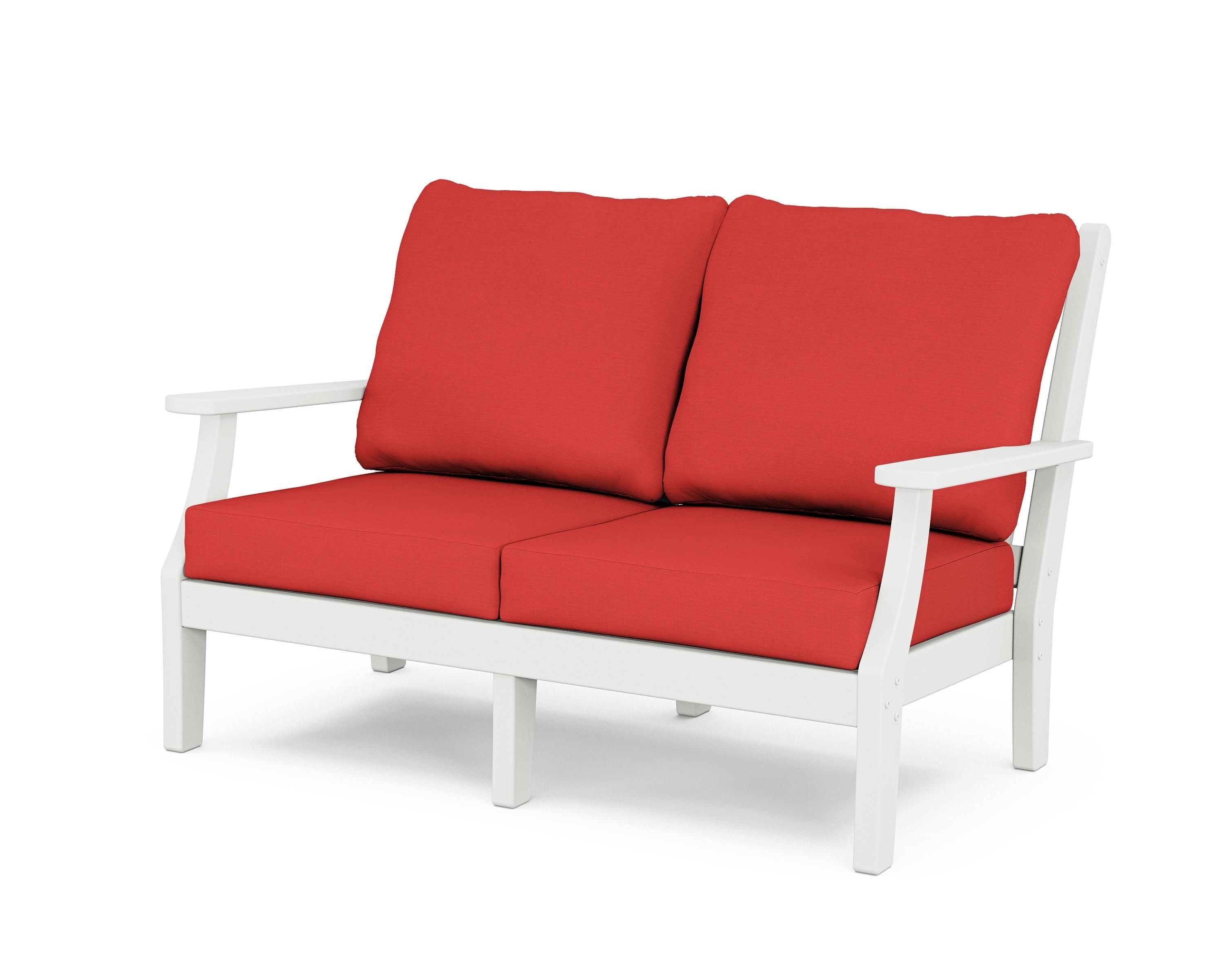 Country Living Wovendale Deep Seating Loveseat in White / Crimson Linen