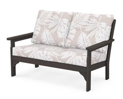 POLYWOOD® Vineyard Deep Seating Loveseat in Vintage Coffee / Leaf Dune Burlap