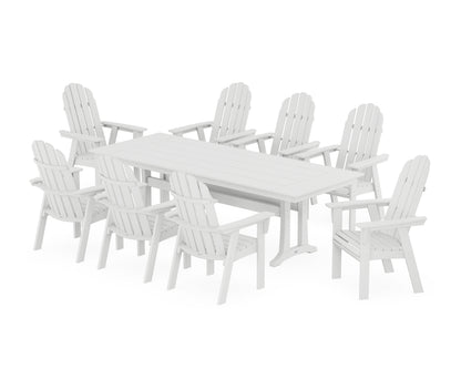 POLYWOOD® Vineyard 9-Piece Curveback Adirondack Farmhouse Dining Set with Trestle Legs in White