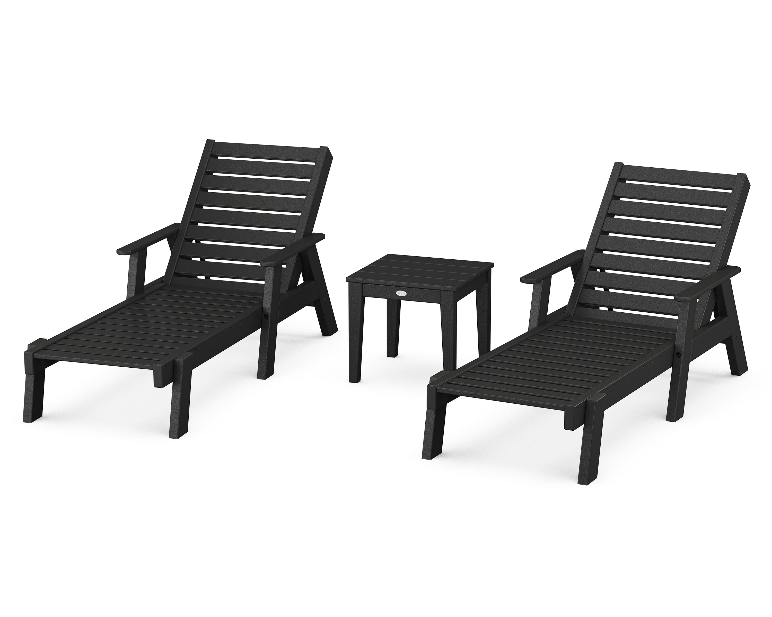 POLYWOOD® Captain Chaise 3-Piece Set with Arms in Black