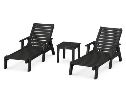 POLYWOOD® Captain Chaise 3-Piece Set with Arms in Black