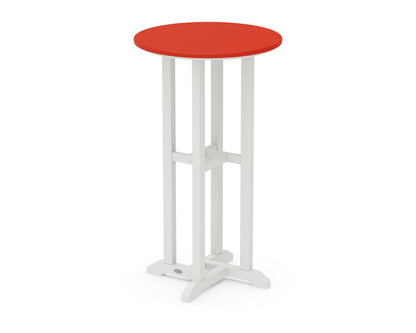 POLYWOOD® Contempo 24" Round Bar Table in White / Sunset Red