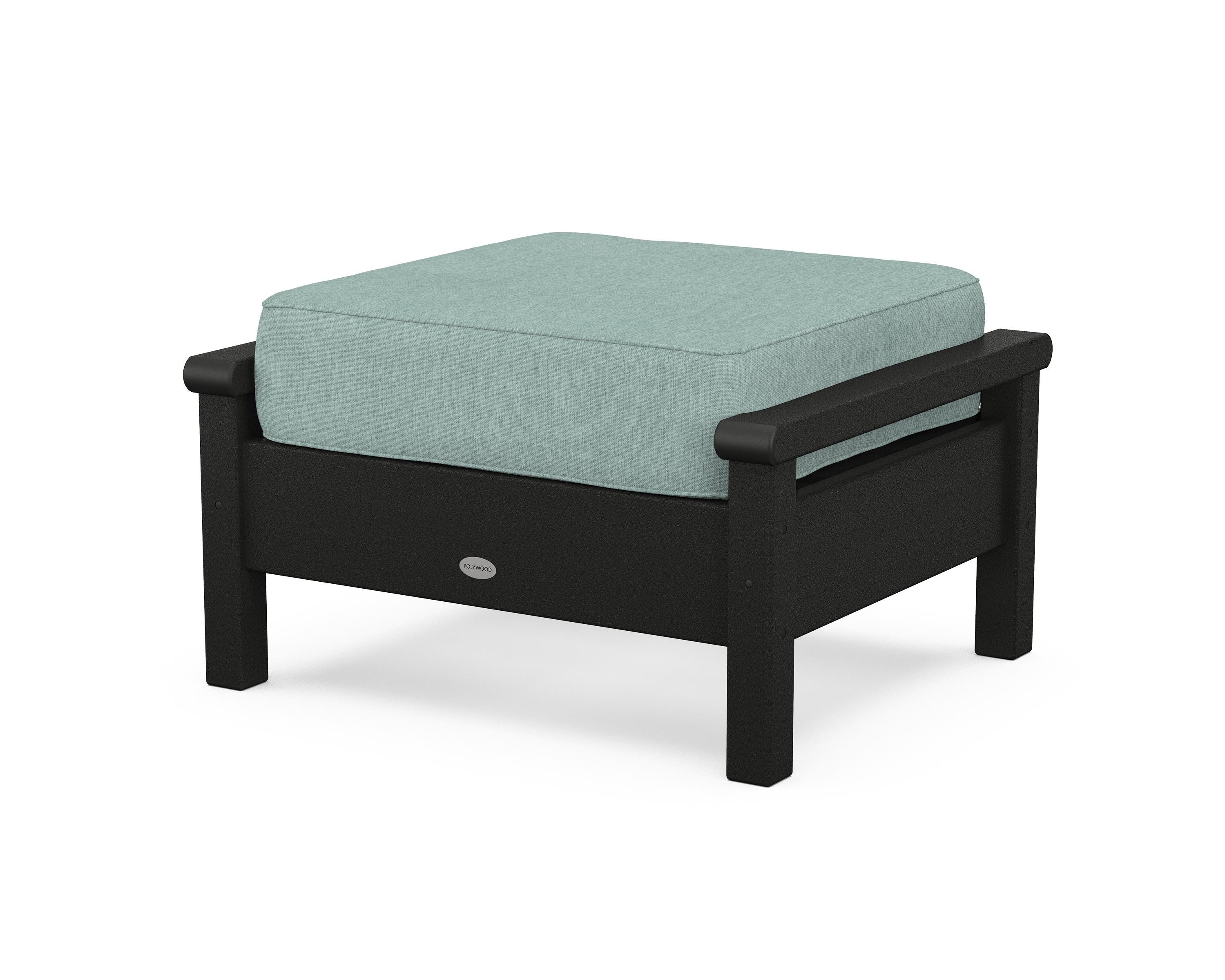 POLYWOOD® Harbour Deep Seating Ottoman in Black / Glacier Spa