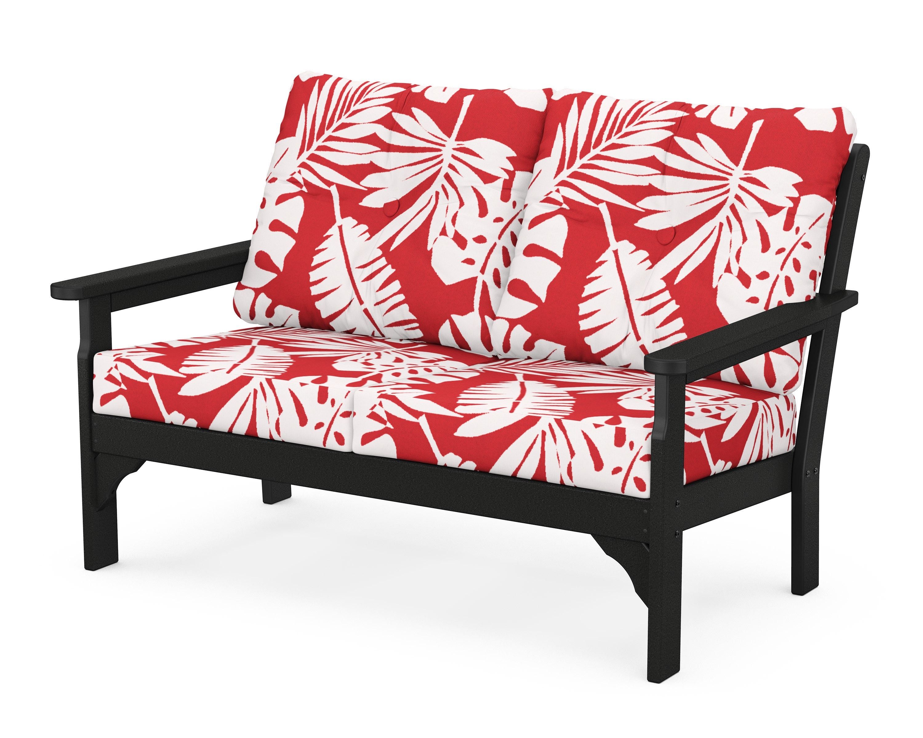 POLYWOOD® Vineyard Deep Seating Loveseat in Black / Leaf Crimson