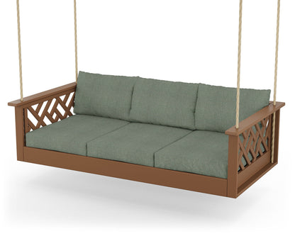 POLYWOOD® Chippendale Daybed Swing in Teak / Cast Sage