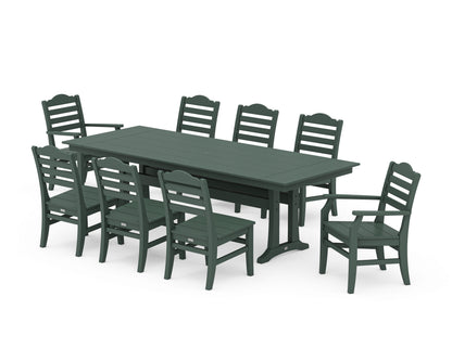 POLYWOOD® Savannah 9-Piece Farmhouse Dining Set with Trestle Legs in Green