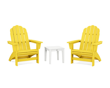POLYWOOD® 3-Piece Vineyard Grand Adirondack Set in Lemon / White