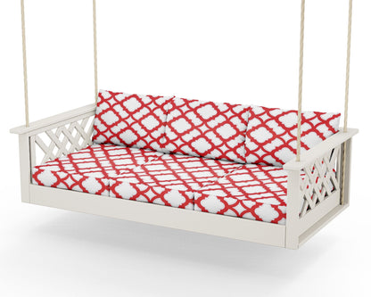 Country Living Wovendale Daybed Swing in Sand / Trellis Crimson