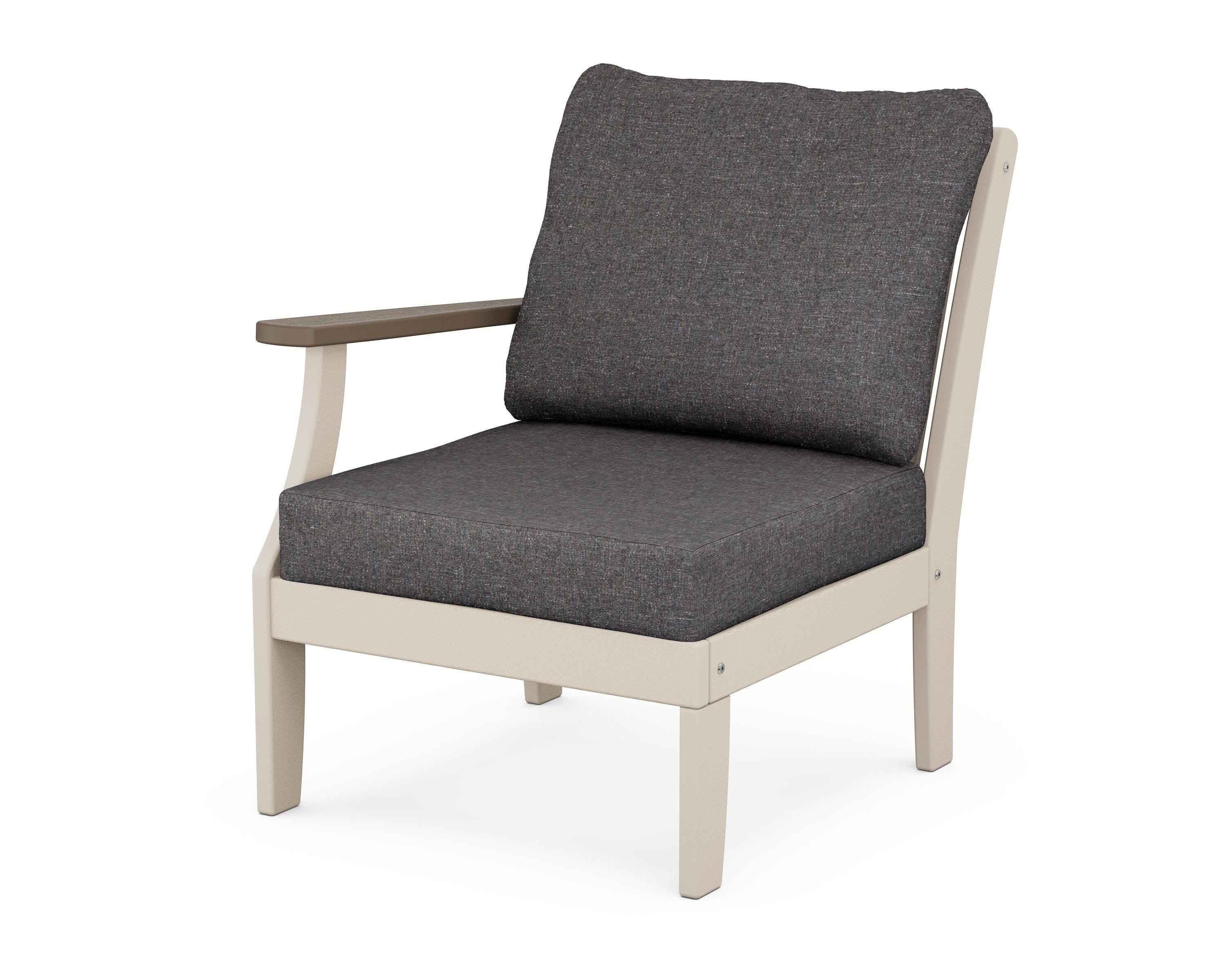 POLYWOOD® Braxton Modular Left Arm Chair in Sand / Kona / Ash Charcoal