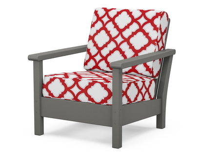 POLYWOOD® Harbour Deep Seating Chair in Slate Grey / Trellis Crimson