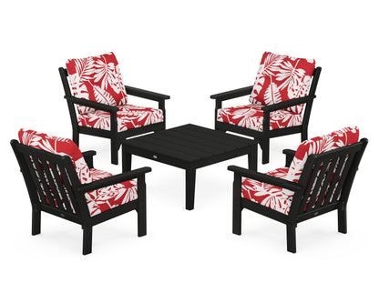 POLYWOOD® Vineyard 5-Piece Deep Seating Conversation Set in Black / Leaf Crimson