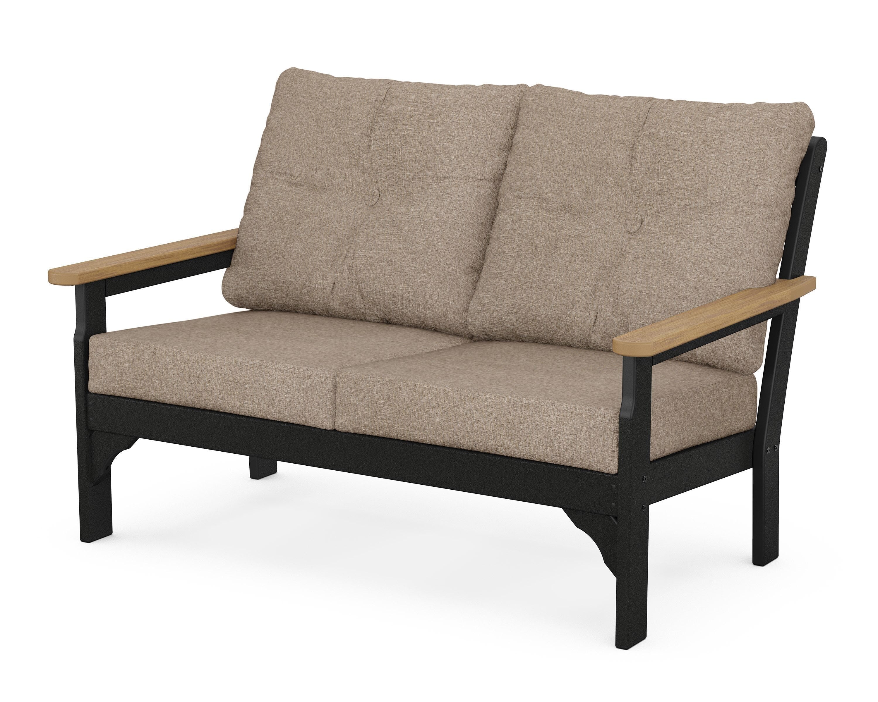 POLYWOOD® Vineyard Deep Seating Loveseat in Black / Natural / Spiced Burlap