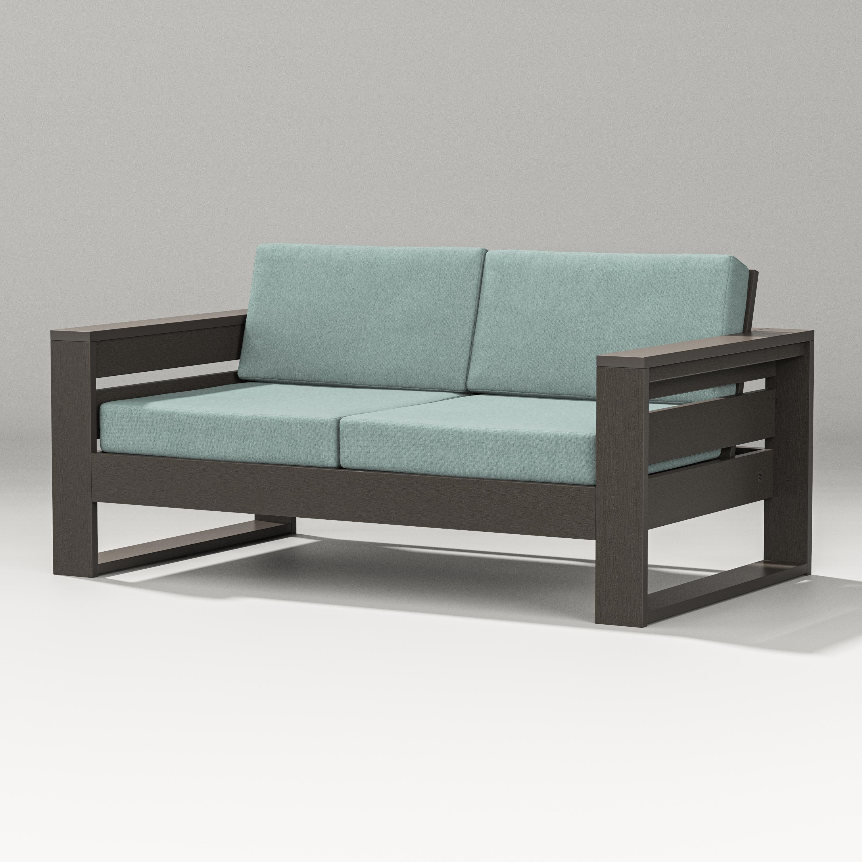 PW Designer Series Latitude Loveseat in Vintage Coffee / Glacier Spa
