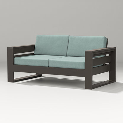 PW Designer Series Latitude Loveseat in Vintage Coffee / Glacier Spa