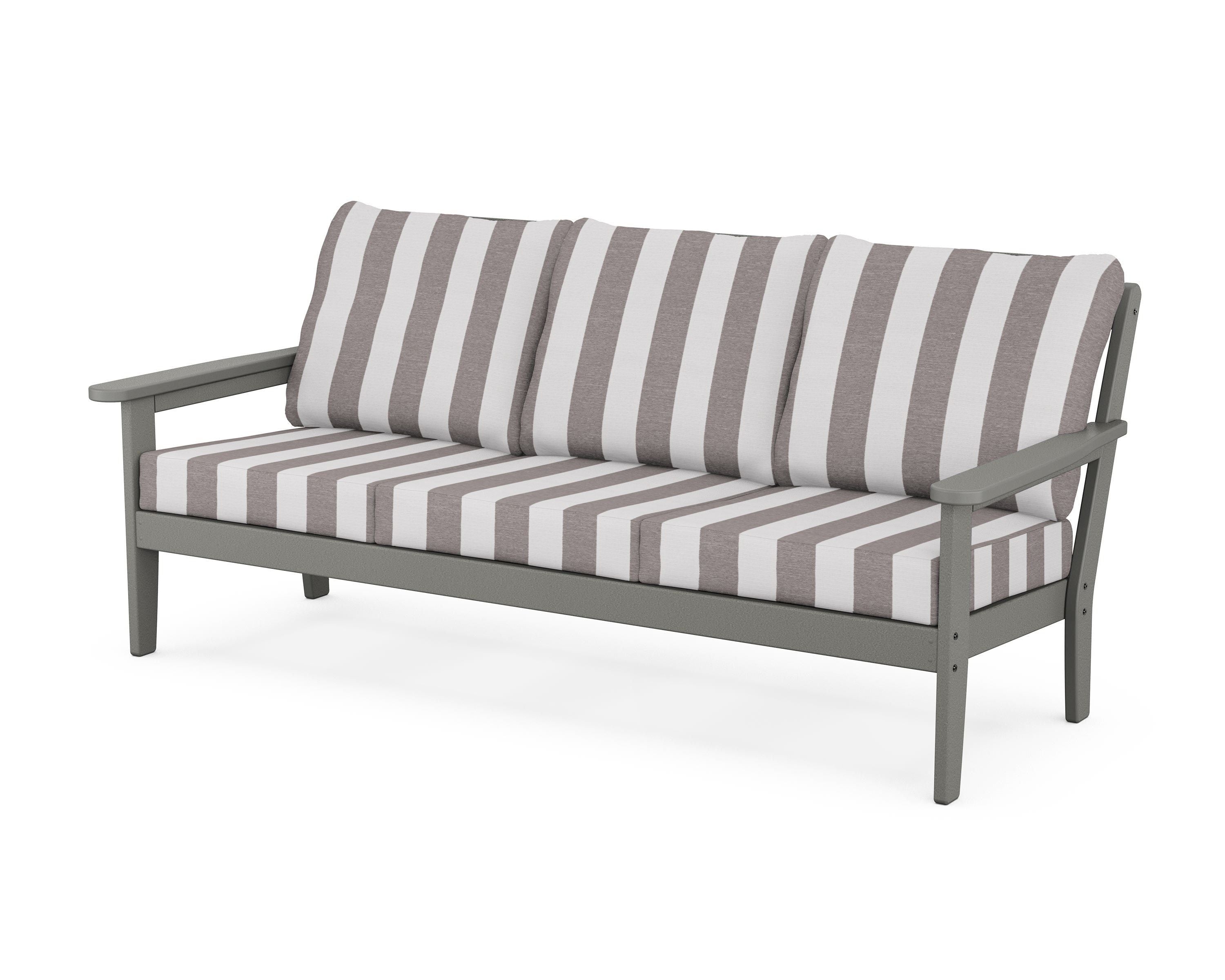Country Living Cottage Deep Seating Sofa in Slate Grey / Cabana Stripe Grey Mist