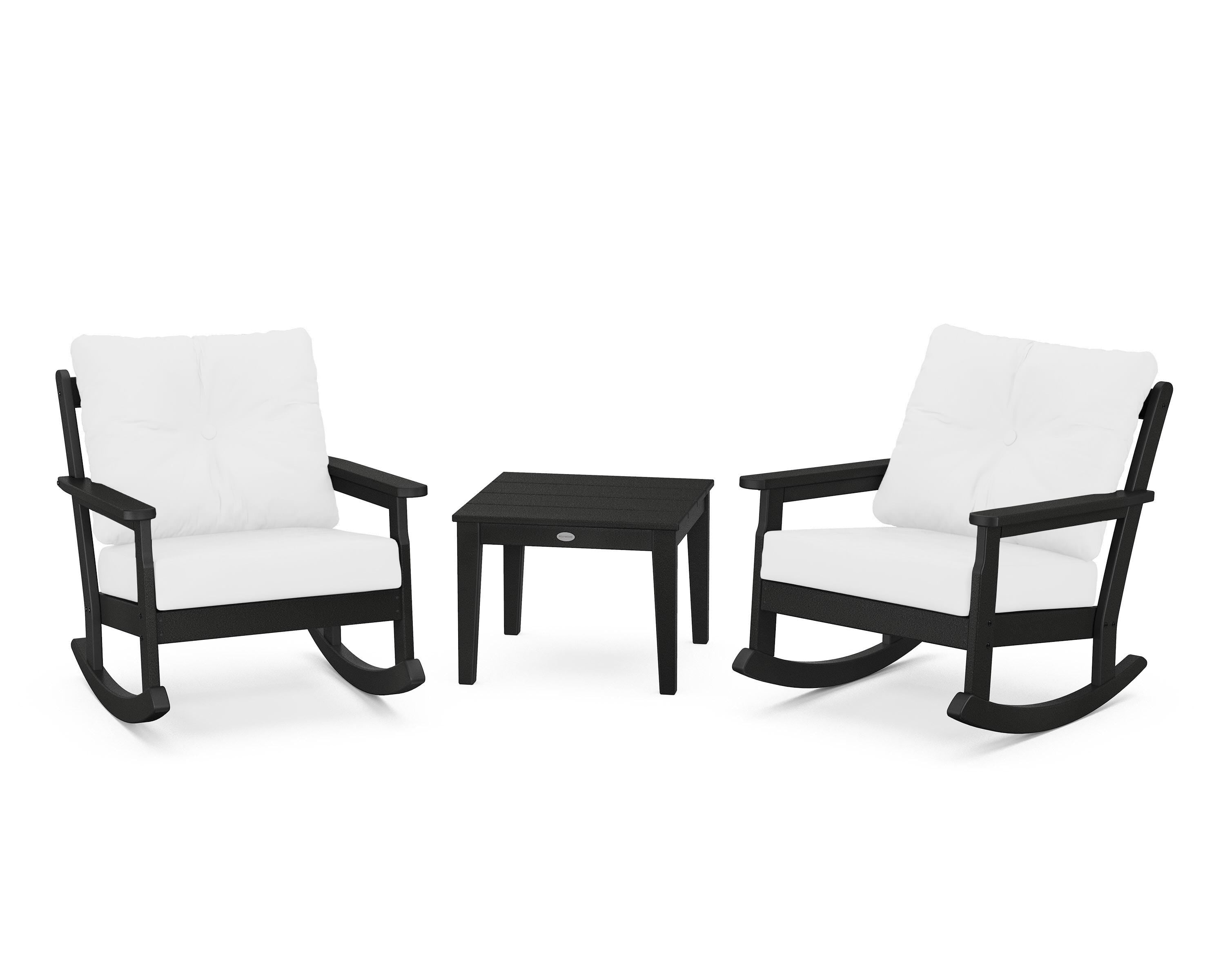 POLYWOOD® Vineyard 3-Piece Deep Seating Rocker Set in Black / Natural