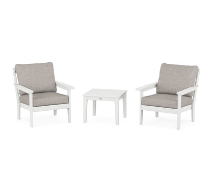 Country Living Cottage 3-Piece Deep Seating Set in White / Weathered Tweed