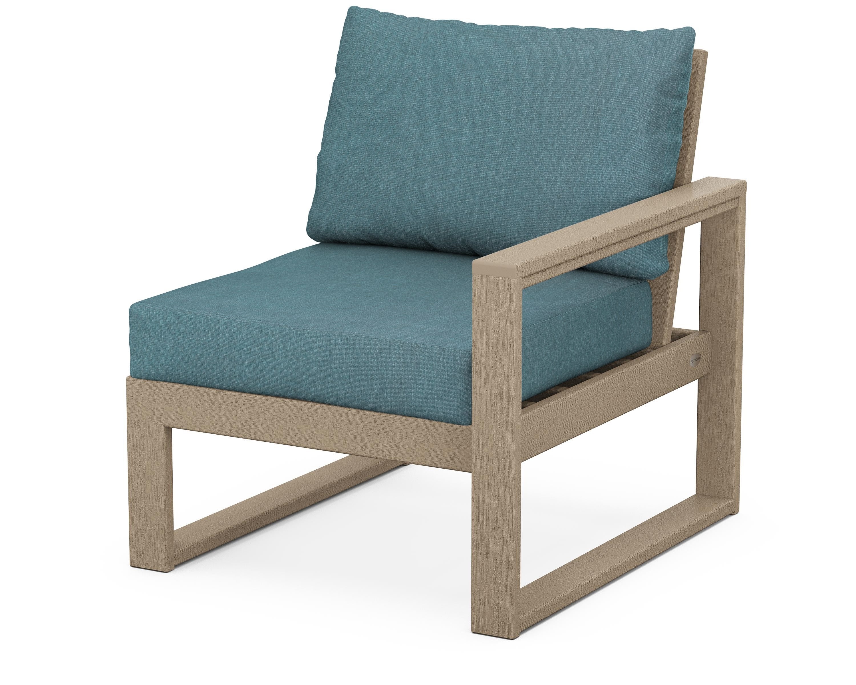 POLYWOOD® EDGE Modular Right Arm Chair in Vintage Sahara / Ocean Teal
