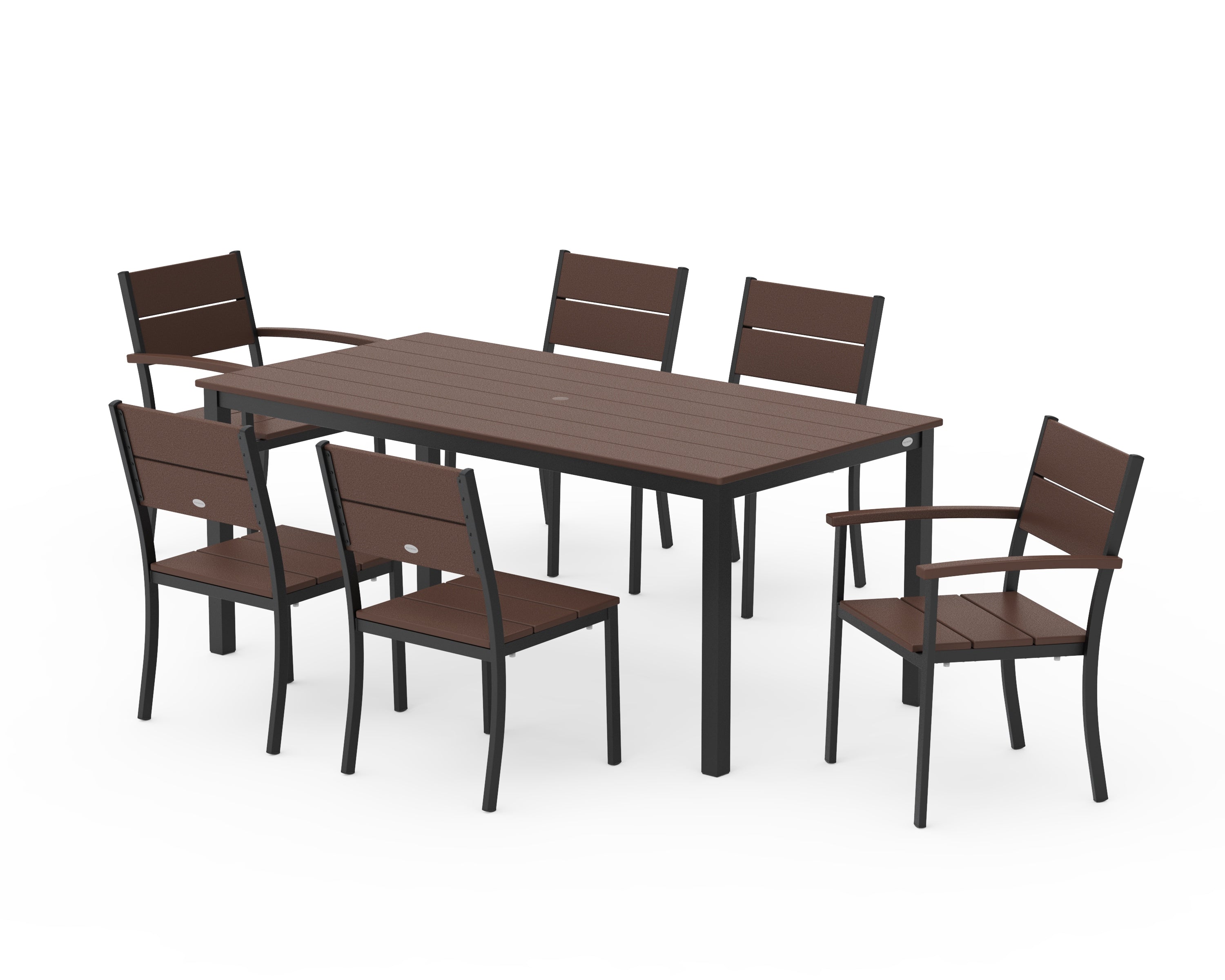 POLYWOOD® Main Street 7-Piece Dining Set in Black / Mahogany