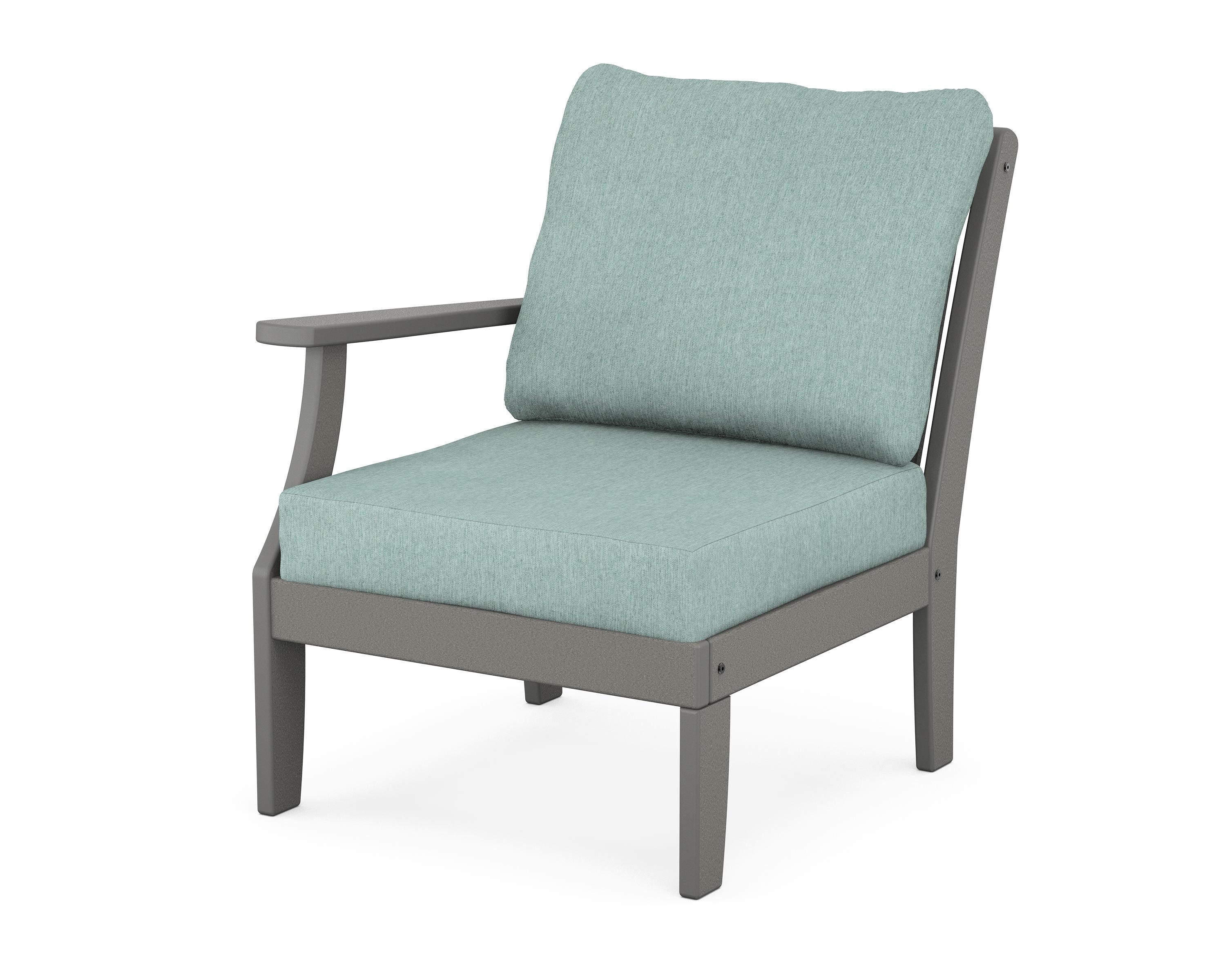 POLYWOOD® Braxton Modular Left Arm Chair in Slate Grey / Glacier Spa