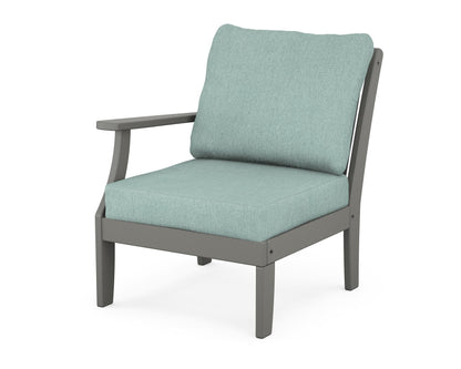 POLYWOOD® Braxton Modular Left Arm Chair in Slate Grey / Glacier Spa