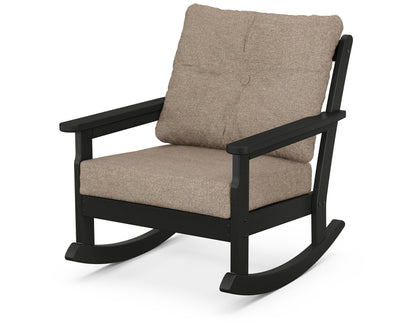 POLYWOOD® Vineyard Deep Seating Rocking Chair in Black / Spiced Burlap