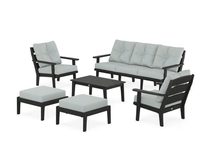 POLYWOOD® Lakeside 6-Piece Lounge Sofa Set in Black / Spa
