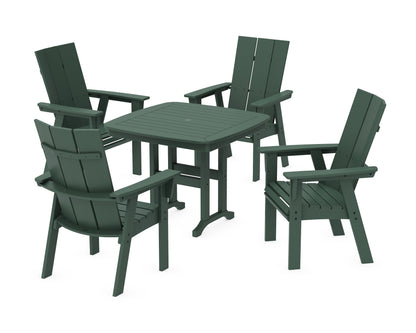 POLYWOOD® Modern Curveback Adirondack 5-Piece Dining Set in Green