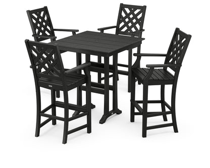 Country Living Wovendale 5-Piece Farmhouse Bar Set with Trestle Legs in Black