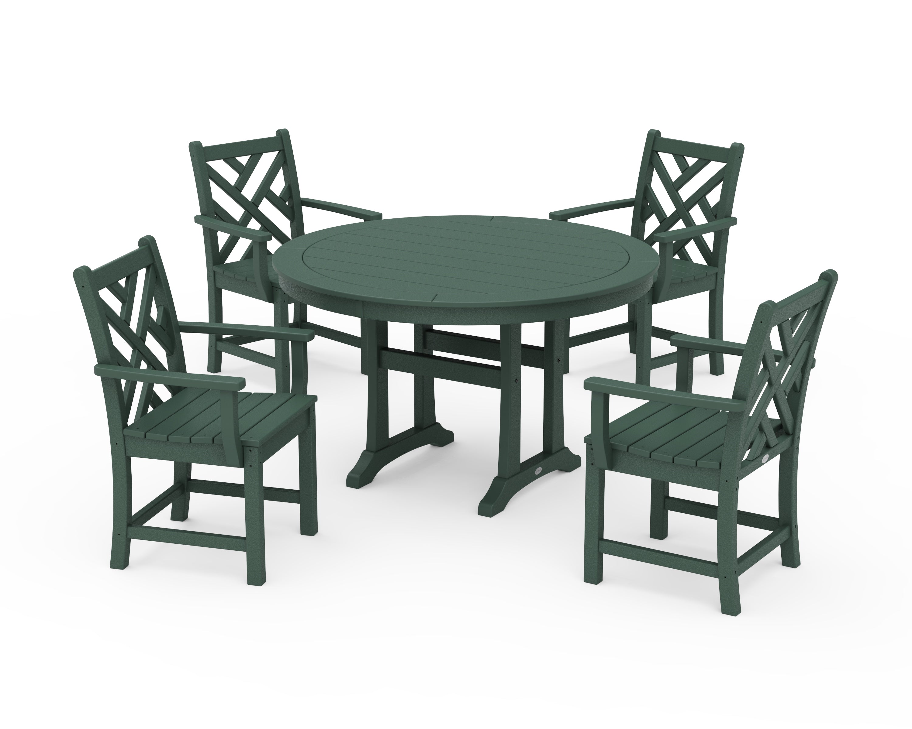 POLYWOOD® Chippendale 5-Piece Nautical Trestle Dining Arm Chair Set in Green