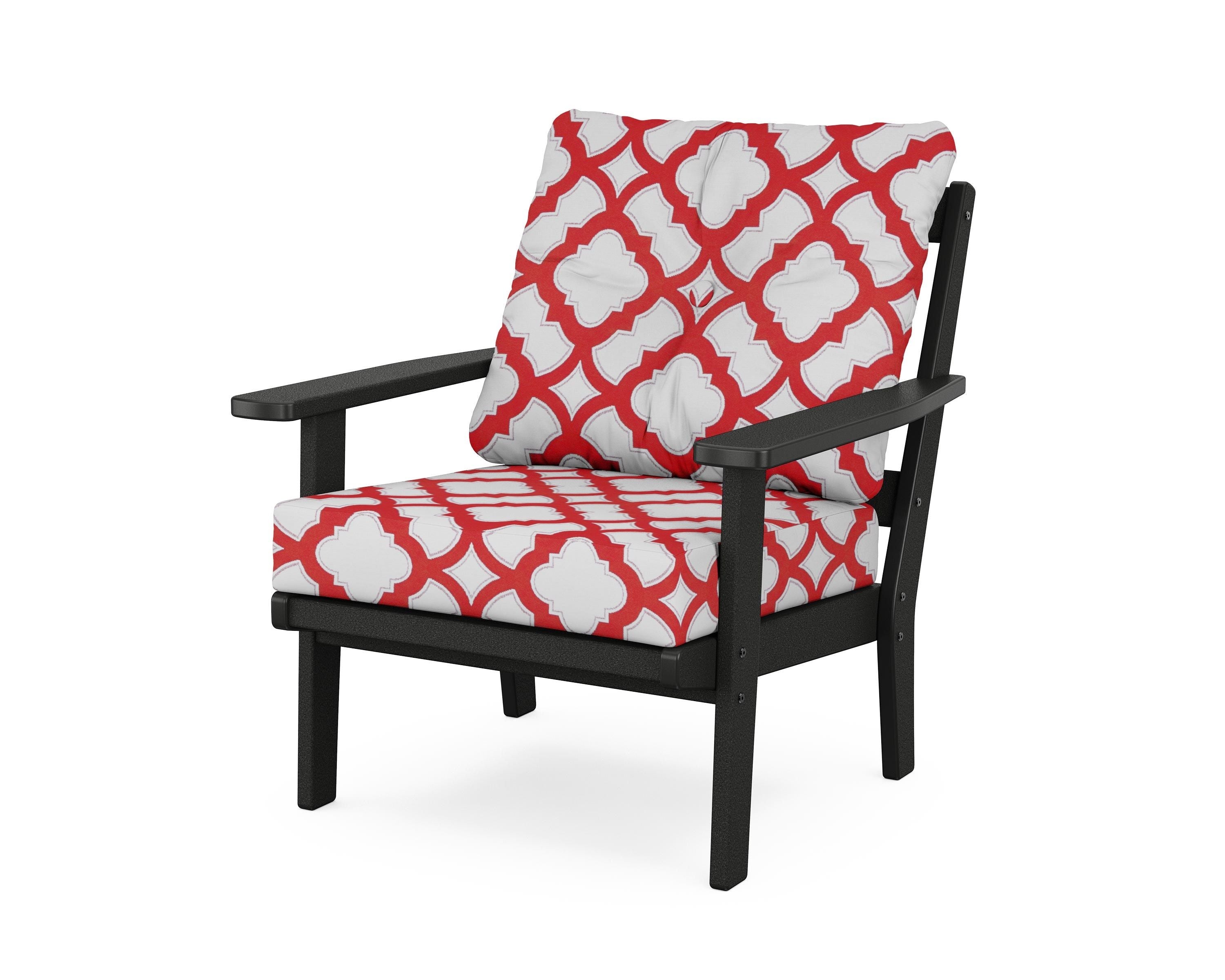 POLYWOOD® Prairie Deep Seating Chair in Black / Trellis Crimson