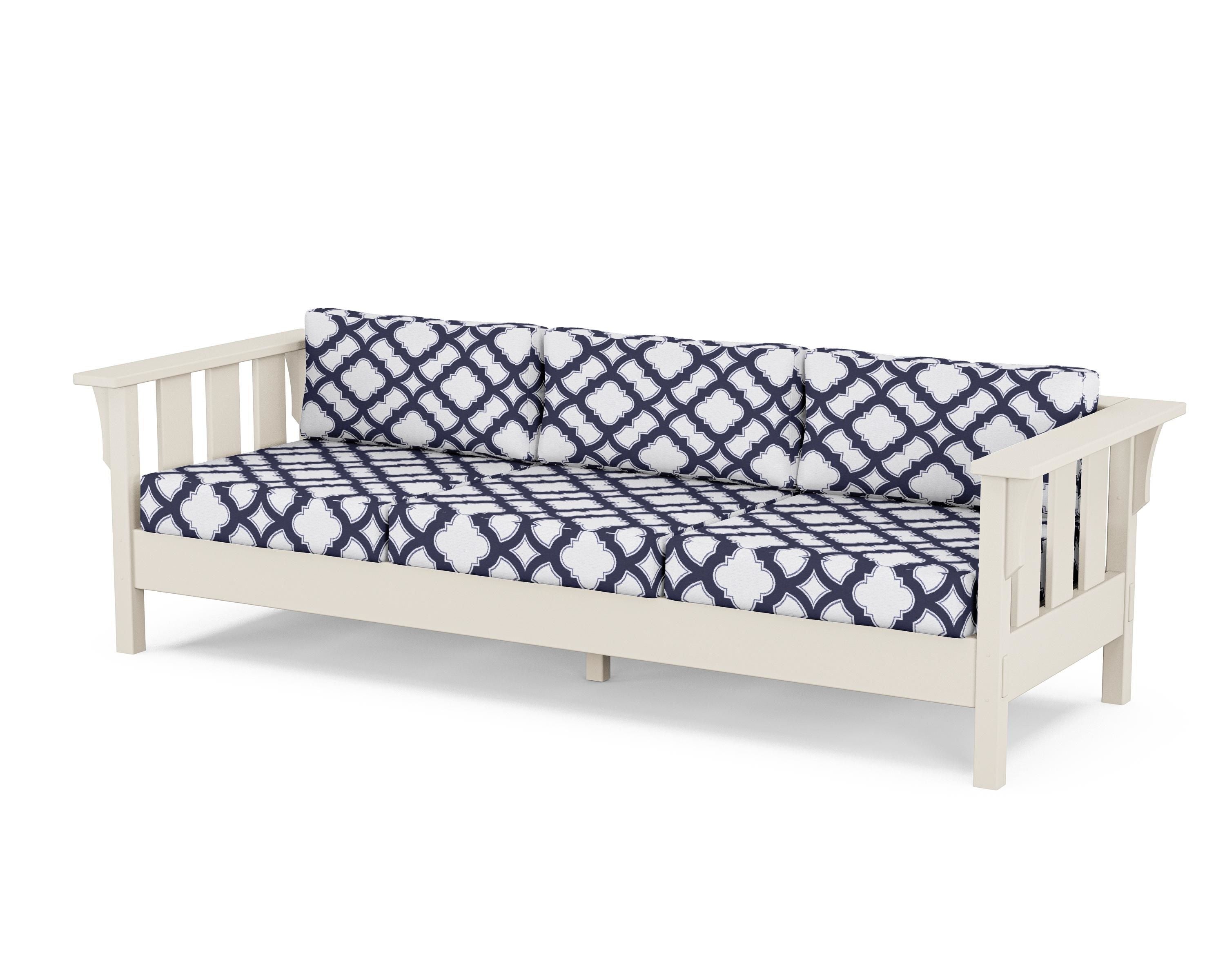 Martha Stewart by POLYWOOD® Acadia Deep Seating Sofa in Sand / Trellis Navy