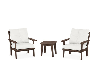 POLYWOOD® Oxford 3-Piece Deep Seating Set in Mahogany / Natural Linen