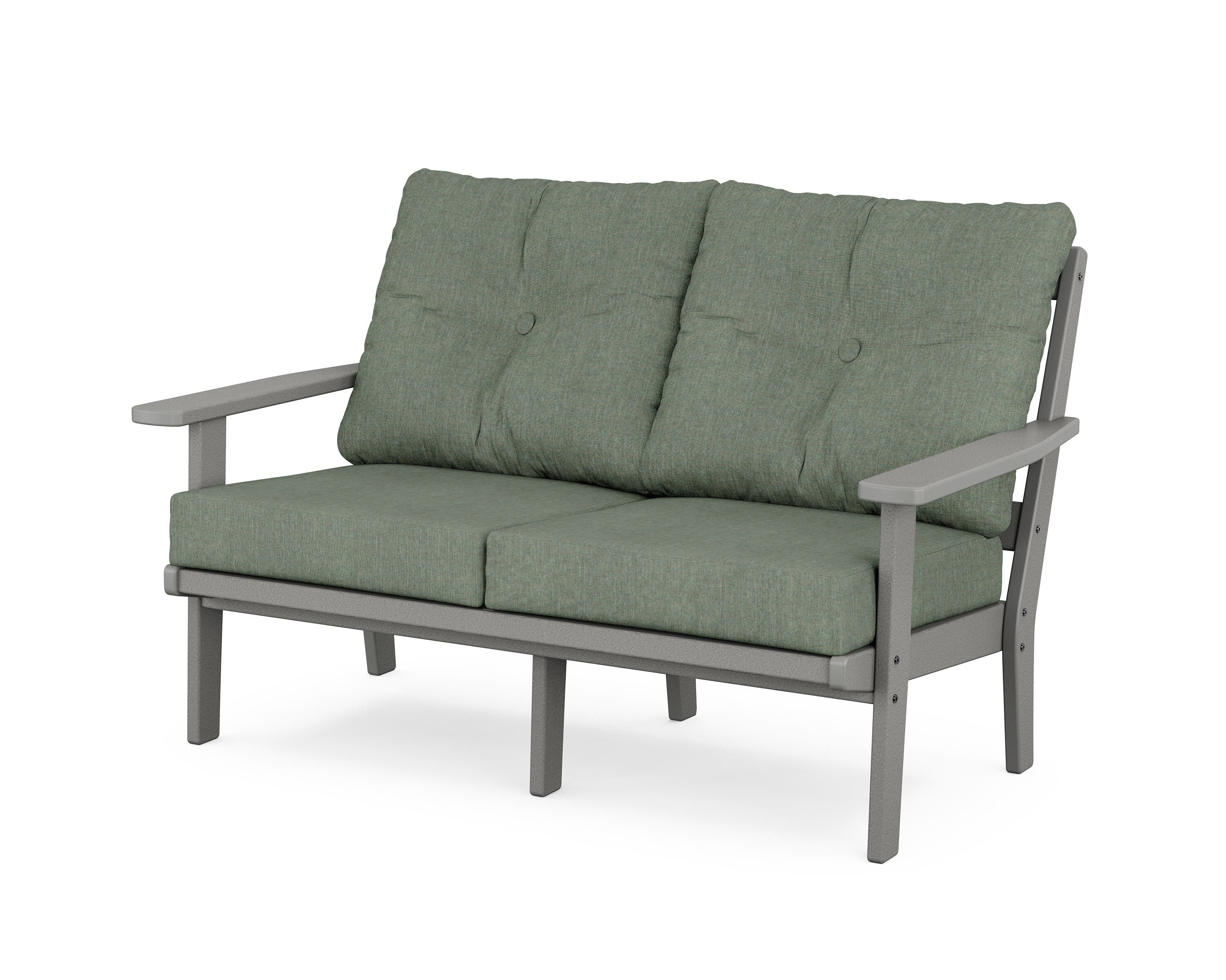 POLYWOOD® Oxford Deep Seating Loveseat in Slate Grey / Cast Sage