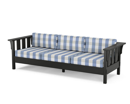 Martha Stewart by POLYWOOD® Acadia Deep Seating Sofa in Black / Buffalo Plaid Sky Blue