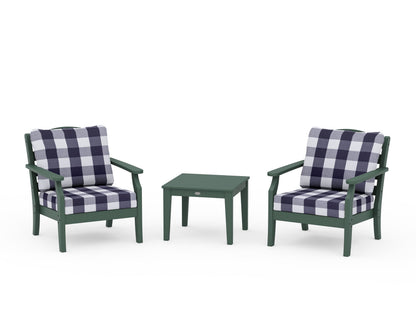 Draper James™ by  POLYWOOD® Savannah 3-Piece Deep Seating Set in Green / Buffalo Plaid Navy