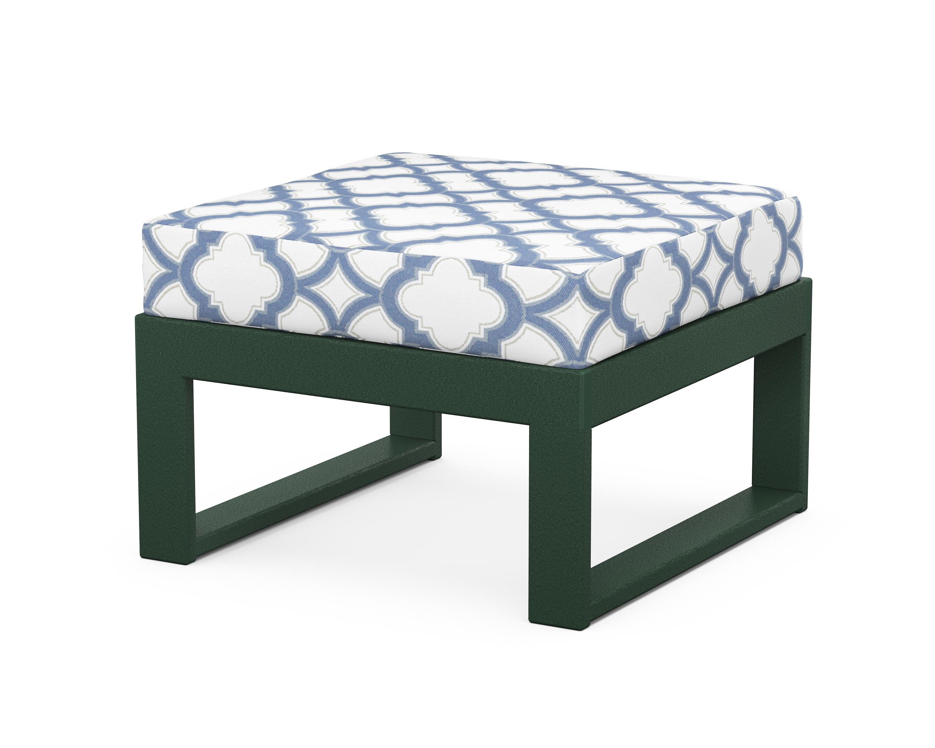 Unbranded Modular Ottoman - Modern in Green / Trellis Sky Blue