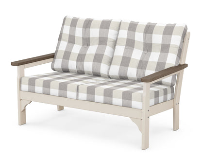 POLYWOOD® Vineyard Deep Seating Loveseat in Sand / Kona / Buffalo Plaid Grey Mist
